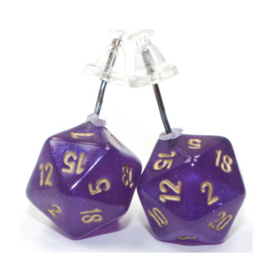 STUD EARRINGS MINI D20 BOREALIS ROYAL PURPLE