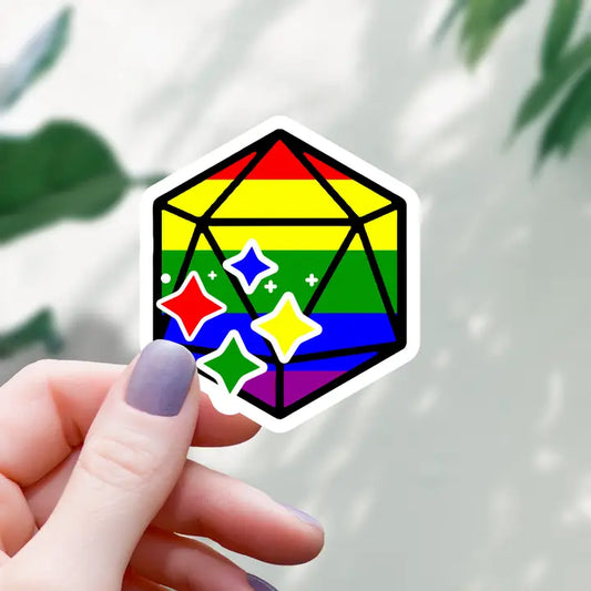 RAINBOW PRIDE D20 DICE STICKER STICKER