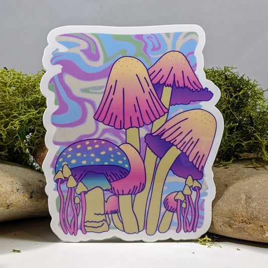 TRIPPY PSYCHADELIC MUSHROOMS STICKER