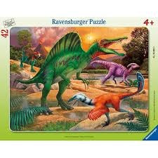 RAVENSBURGER CHILDREN'S FRAME PUZZLE DINOSAURS ROAM THE EARTH 42 PC