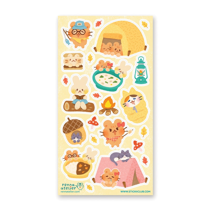 KAWAII CAMPING STICKER SHEET