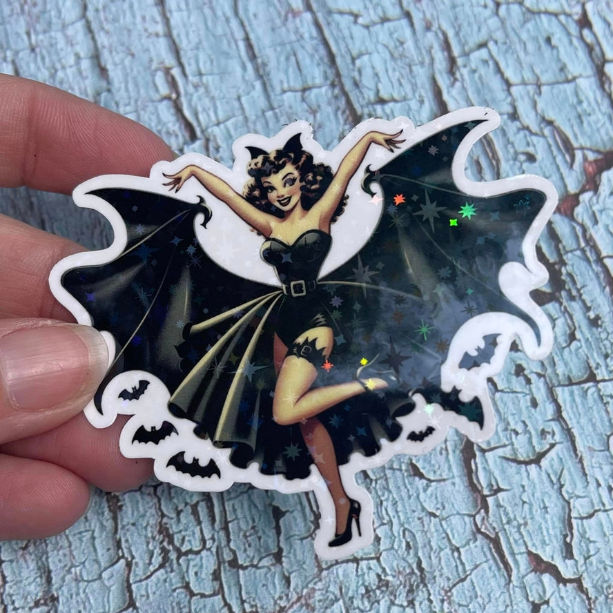 VINTAGE STYLE BAT LADY STICKER