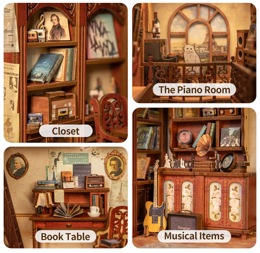 THE SECRET RHYTHM 3-D WOODEN MINIATURE BOOK NOOK KIT