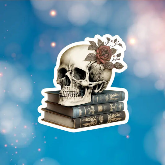 SKULL AND BOOKS STICKER