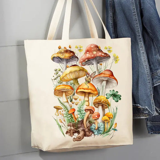 YELLOW MUSHROOM SPRITE CANVAS TOTE BAG