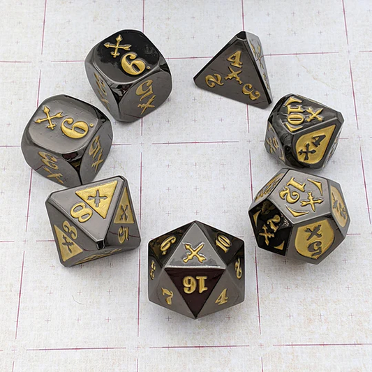 PIERCING METAL DAMAGE DICE (7) BLACK/GOLD