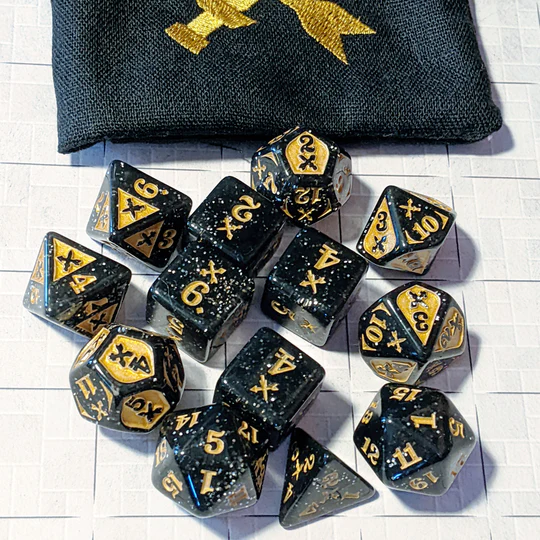 PIERCING DAMAGE DICE (14) BLACK/GOLD