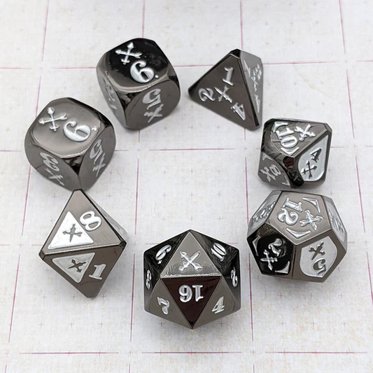 PIERCING METAL DAMAGE DICE (7) BLACK/SILVER