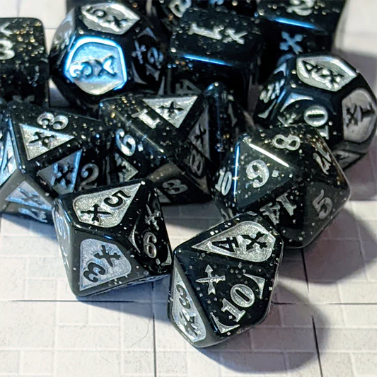 PIERCING DAMAGE DICE (14) BLACK/SILVER