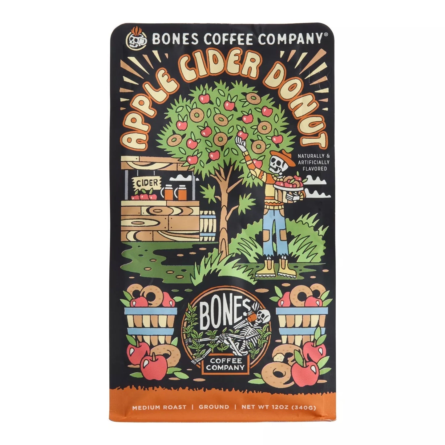 BONES COFFEE APPLE CIDER DONUT 12OZ GROUND COFFEE