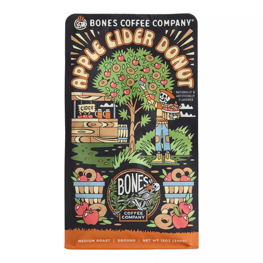 BONES COFFEE APPLE CIDER DONUT 12OZ GROUND COFFEE