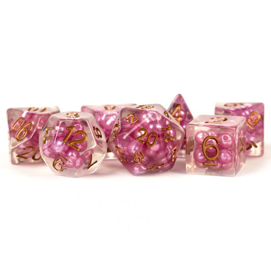 PEARL PINK W/COPPER NUMBERS POLY 7 DICE SET